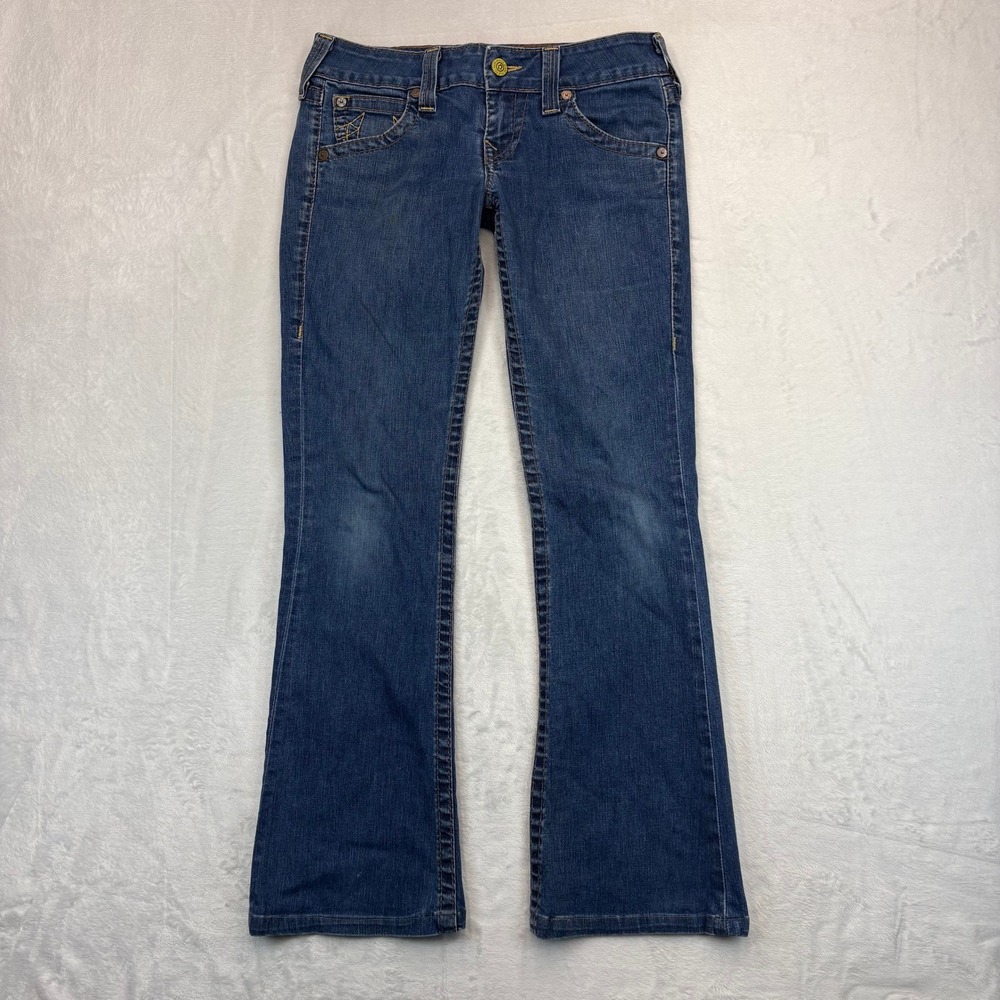 True Religion Joey Low Rise Flare Jeans Blue Denim Size 29 Made in USA VTG Y2K